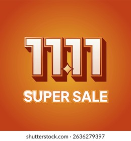 11.11 Super Sale Banner Illustration for Online Shopping Day