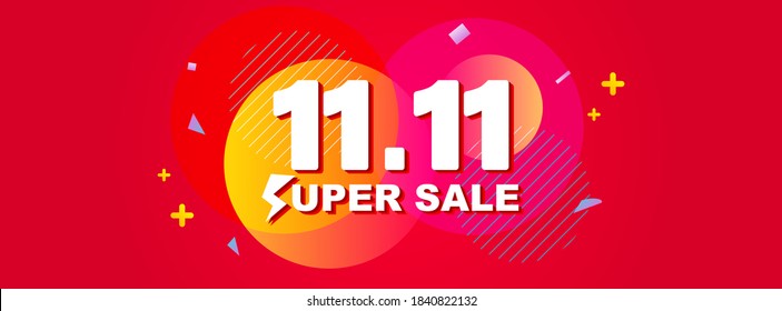 11.11 Super Sale banner vector illustration. Singles Day Sale
