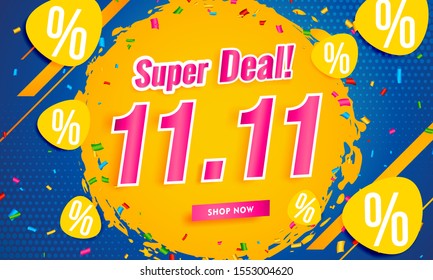 11.11 Super sale shopping online banner template