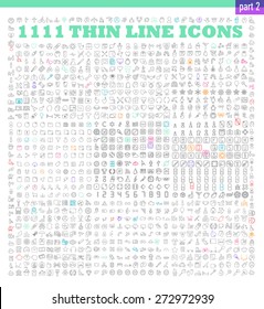 1111 iconos de línea delgada exclusivos de XXL conjunto de iconos. Interfaz universal, navegación, personas, familia, bebé, medicina y salud, festividades, Navidad, Día de San Valentín y muchos otros íconos diversos