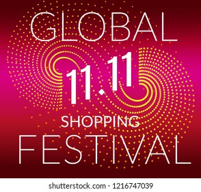 11.11 World Shopping day sale holiday banner. Global shopping Festival. Chinese sales day. Special offer. Crazy sales online. Cool design in red colors for poster or flyer.  Vector illustration.