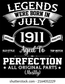 111th Birthday Vintage Legends Were Born In July 1911 111 Years Old