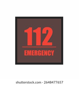 112 ambulance emergency. Vector text. Health emergency. Accident. 
