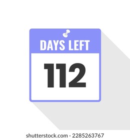 112 Days Left Countdown sales icon. 112 days left to go Promotional banner