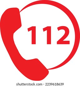 112 Emergency Call Number. Emergency call sign. flat style.