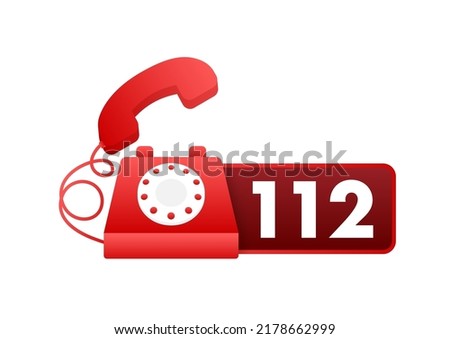 112 Emergency Call Number. SOS symbol. Vector illustration.