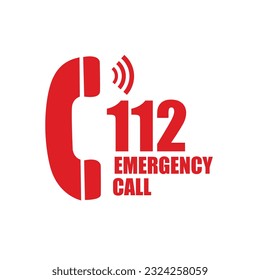 112 emergency call service icon. Vector illustration