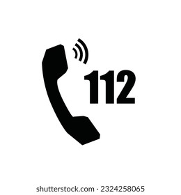 112 emergency call service icon. Vector illustration