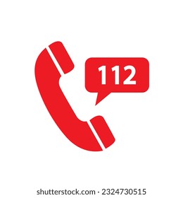 112 emergency call service icon. Vector illustration