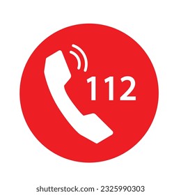 112 emergency call service icon. Vector illustration