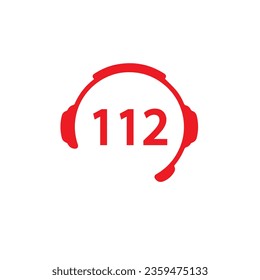 112 emergency call service icon. Vector illustration