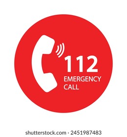 112 emergency call service icon. Vector illustration