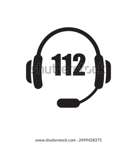 112 emergency call service icon. Vector illustration