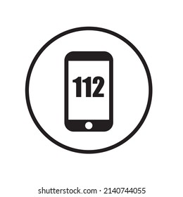 112 emergency call services flat icon vector illustation