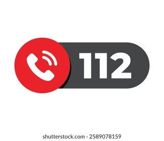 112 Emergency Phone Icon Universal Safety Alert High Quality Vector