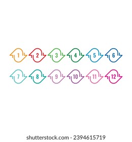 1-12 numbers concept for school, education, business. 1-12 math numbers