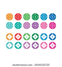 1-12 numbers concept. 1-12 step numbers for business, education, technology world