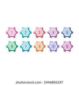 1-12 step numbers in hexagon. 1-12 numbers concept for business, education, technology, science world