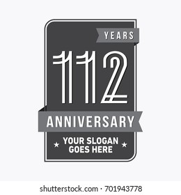 112 years anniversary design template. Vector and illustration.