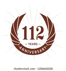 112 years anniversary. Elegant anniversary design. 112 years logo.