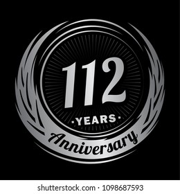 112 years anniversary. Anniversary logo design. 112 years logo.