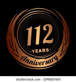 112 years anniversary. Anniversary logo design. 112 years logo.