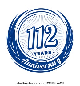 112 years anniversary. Anniversary logo design. 112 years logo.
