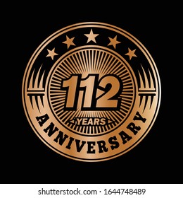 112 years anniversary. Anniversary logo design. Vector and illustration.