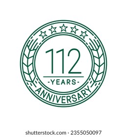 112 years anniversary logo template. 112th line art vector and illustration.