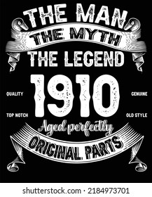 112th Birthday Vintage Legends Born In 1910 112 Years Old Retro Birthday Ideas