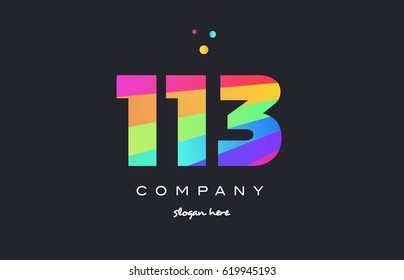 113 creative color green orange blue magenta pink number digit company logo vector icon spectrum