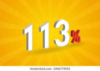 113% discount 3D text for sells and promotion.