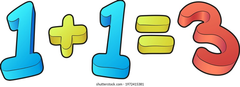 1+1=3 maths numbers vector illustration