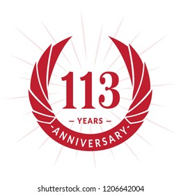 113 years anniversary. Elegant anniversary design. 113 years logo.