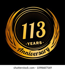 113 years anniversary. Anniversary logo design. 113 years logo.