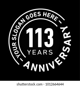 113 years anniversary logo template. Vector and illustration.