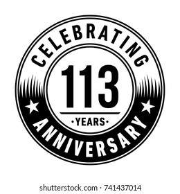 113 years anniversary logo template. Vector and illustration.