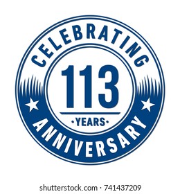 113 years anniversary logo template. Vector and illustration.