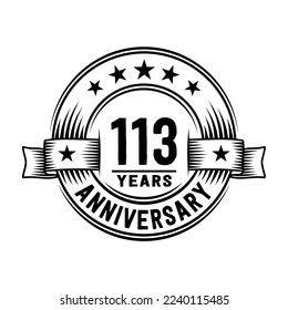113 years logo design template. 113th anniversary vector and illustration.
