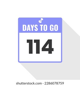 114 Days Left Countdown sales icon. 114 days left to go Promotional banner