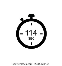 114 Seconds timer icon, 114 sec digital timer. Clock and watch, timer, countdown.