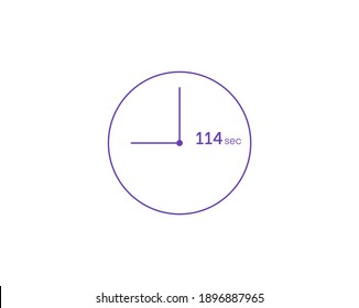 The 114 seconds, Timer 114 sec icon, stopwatch vector icon. Clock and watch, timer, countdown symbol