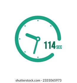 114 Seconds timers Clocks, Timer 114 sec icon, countdown icon. Time measure.