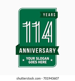 114 years anniversary design template. Vector and illustration.