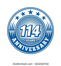 114 years anniversary. Anniversary logo design. Vector and illustration.