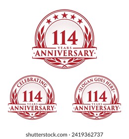 114 years anniversary set. 114th celebration logo collection. Vector and illustration. 