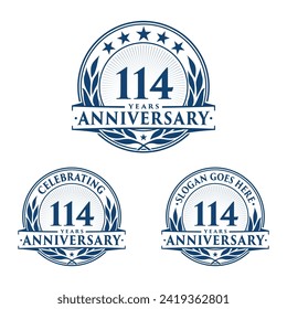 114 years anniversary set. 114th celebration logo collection. Vector and illustration. 