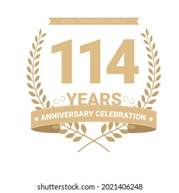 114 years anniversary vector icon, logo. Graphic design element with number and text composition for 114th anniversary