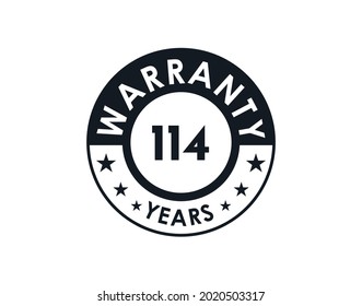 114 years warranty logo isolated on white background