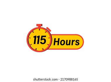 115 Hours timers Clocks, Timer 115 hour icon, countdown icon. Time measure. Chronometer icon isolated on white background
